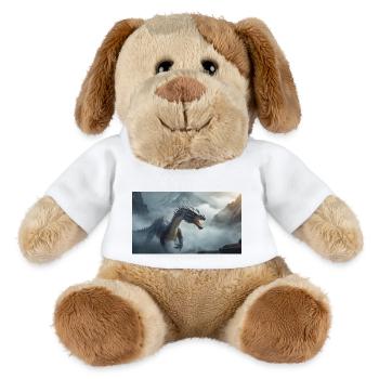 Ein realistischer böser dunkler Drache beim Erklimmen eines Nebels - MiniFeet® Hund Helge - Weiß - Vorne