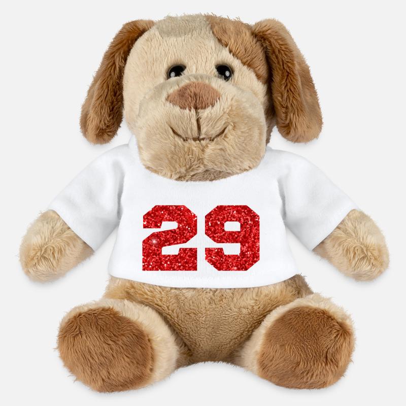 Nummer 29 Roter Glitzer - 29-jähriges Jubiläum - MiniFeet® Hund Helge - Weiß