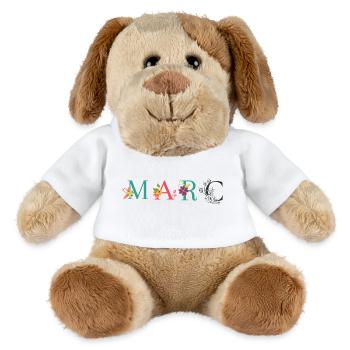 MARC Name Art With Flowers Embroidered - MiniFeet® Dog Helge - white - Front