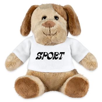 Dynamische Sportgrafik mit Energieschwingungen - MiniFeet® Hund Helge - Weiß - Vorne