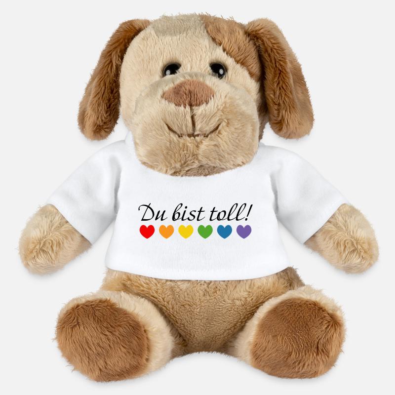 Regenbogenherzchen du bist toll - MiniFeet® Hund Helge - Weiß