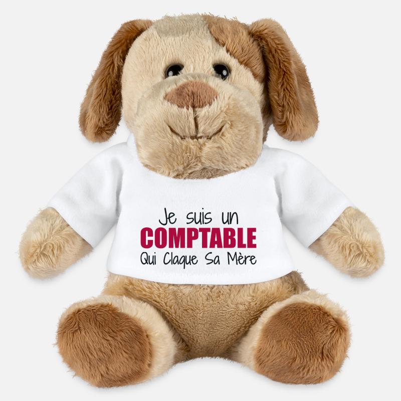 Je suis un comptable qui claque sa mère - Chien en peluche Helge MiniFeet® - blanc