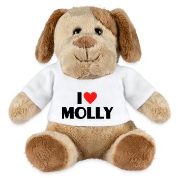 Ich liebe Molly Herz Grafik Namen Geschenk - MiniFeet® Hund Helge - Weiß - Vorne