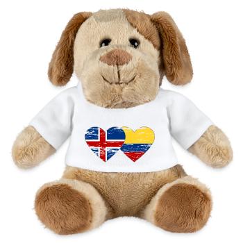 Islande Colombie drapeau coeur utilisé - Chien en peluche Helge MiniFeet® - blanc - Devant