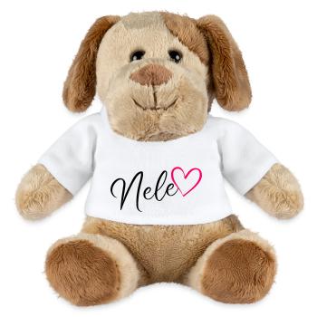 Nele Nom de famille Prénom Coeur Rose - Chien en peluche Helge MiniFeet® - blanc - Devant