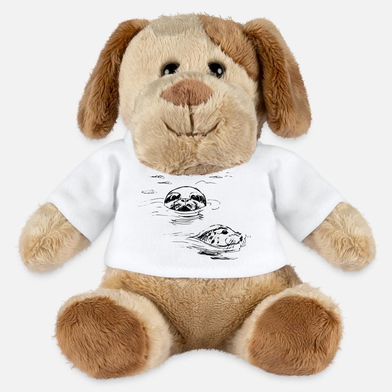 hand drawn seals, Shetland - MiniFeet® Dog Helge - white