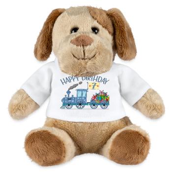 Chemin de fer de train pour enfants Joyeux anniversaire 7 - Chien en peluche Helge MiniFeet® - blanc - Devant