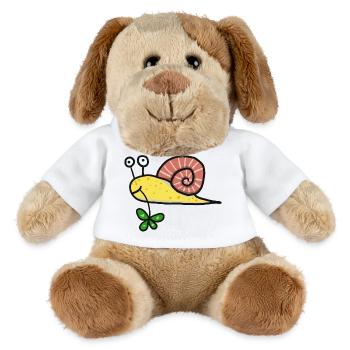 Escargot au trèfle porte-bonheur - Chien en peluche Helge MiniFeet® - blanc - Devant