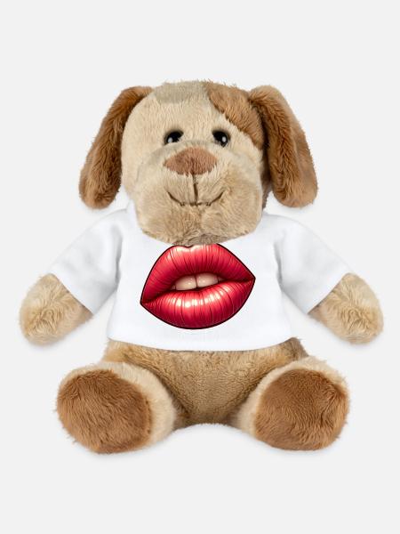 Rote Lippen - Intensive Verführung - MiniFeet® Hund Helge - Weiß