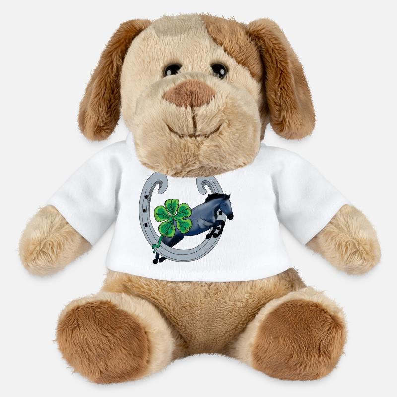 Cheval avec Chance et Trèfle Vert - Chien en peluche Helge MiniFeet® - blanc