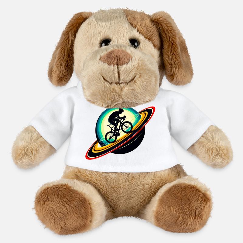 Radfahrer auf dem Saturn - MiniFeet® Hund Helge - Weiß