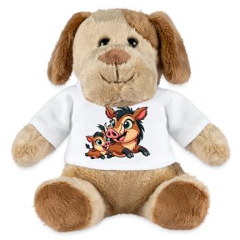 Wildschweinmutter und Kind beim Herumtollen - MiniFeet® Hund Helge - Weiß - Vorne