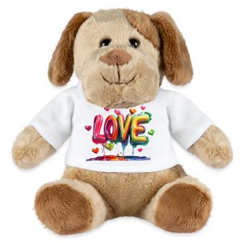 Bunte Love-Ballon Schrift - MiniFeet® Hund Helge - Weiß - Vorne