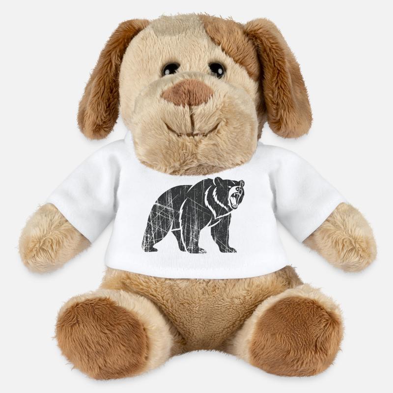 Abstrakter Bär mit Linienmustern - MiniFeet® Hund Helge - Weiß
