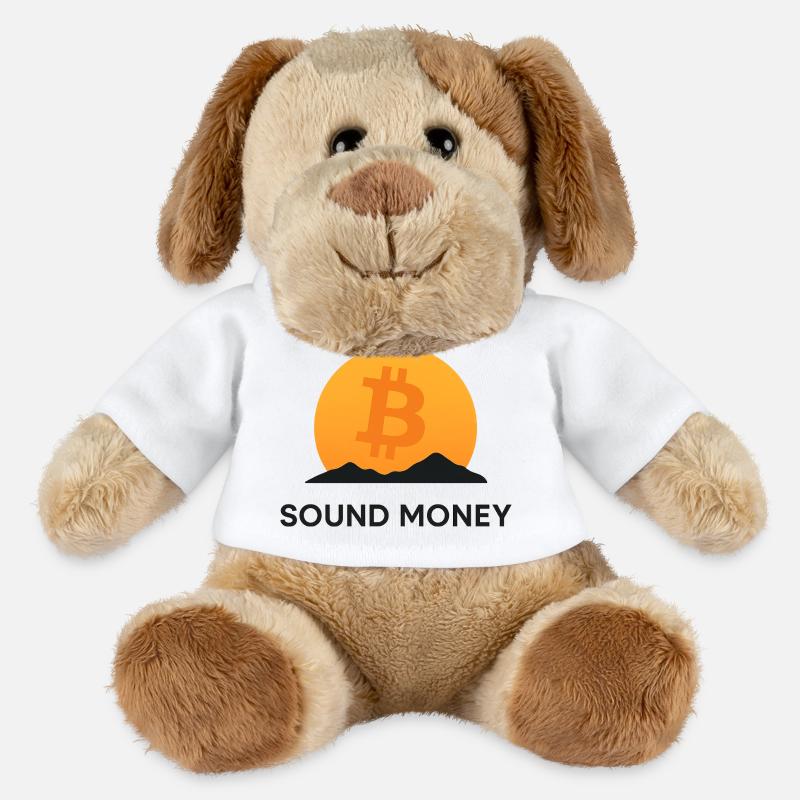 Bitcoin Sunset Mountain - Chien en peluche Helge MiniFeet® - blanc