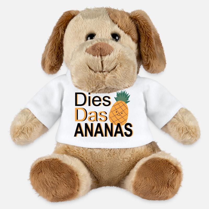 C’est l’ananas – Jeu de mots - Chien en peluche Helge MiniFeet® - blanc