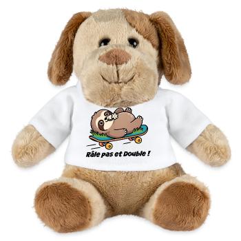 Autocollant caravane, van Râle pas et double ! - Chien en peluche Helge MiniFeet® - blanc - Devant