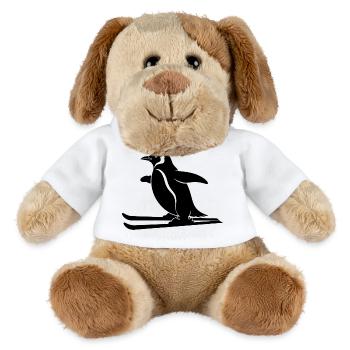 Minimalistischer Pinguin Skifahrer Winter Sport - MiniFeet® Hund Helge - Weiß - Vorne