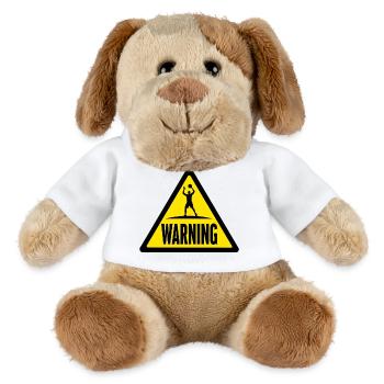 Warning Basketball Sportler Warnschild - MiniFeet® Hund Helge - Weiß - Vorne