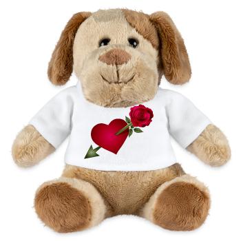 Red Rose Meets Heart with Arrow Illustration - MiniFeet® Dog Helge - white - Front