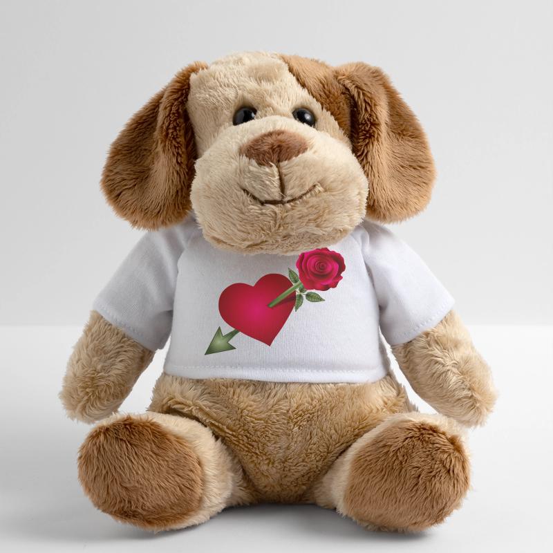 Rote Rose trifft Herz mit Pfeil Illustration MiniFeet® Hund Helge
