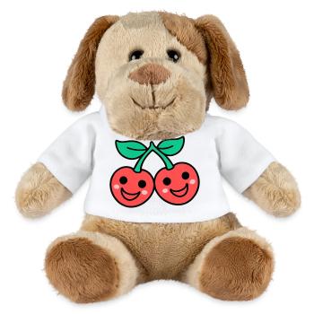 Duo cerise de style kawaii - Chien en peluche Helge MiniFeet® - blanc - Devant