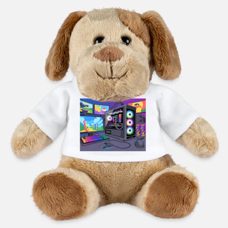 Farbenfrohes RGB-Gaming-Setup - MiniFeet® Hund Helge - Weiß