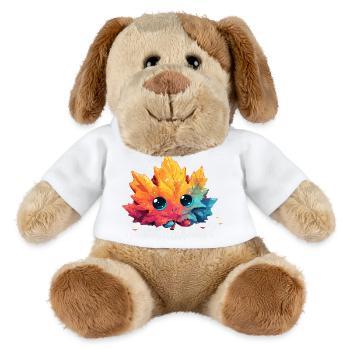 Kunterbuntes Herbstblatt Kawaii - MiniFeet® Hund Helge - Weiß - Vorne