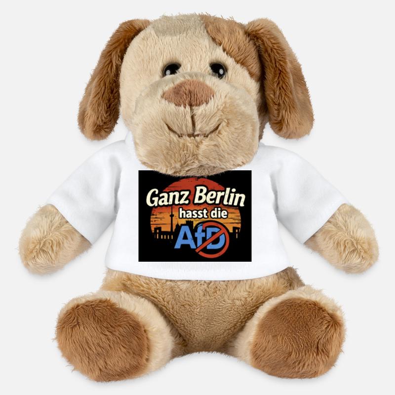 Tout Berlin déteste l’AfD - Chien en peluche Helge MiniFeet® - blanc