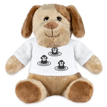 Trois singes des neiges japonais en onsen, noir - Chien en peluche Helge MiniFeet® - blanc - Devant