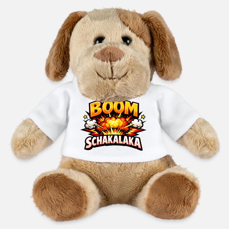 Boom Schakalaka Comic Spruch mit Explosion - MiniFeet® Hund Helge - Weiß