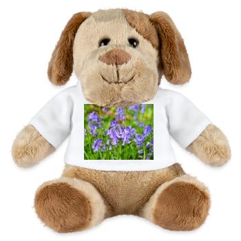 Jacinthes bleus - Floraison printanière violette - Chien en peluche Helge MiniFeet® - blanc - Devant
