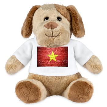 Drapeau vietnamien vietnamien Graffiti sur mur de briques - Chien en peluche Helge MiniFeet® - blanc - Devant