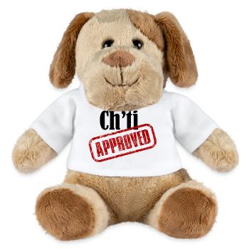 Ch ti approved (T-shirt Chti vêtements accessoires - Chien en peluche Helge MiniFeet® - blanc - Devant