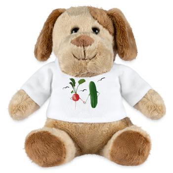 Illustration d’amitié végétale - Chien en peluche Helge MiniFeet® - blanc - Devant