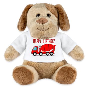 Concrete mixer Happy Birthday - MiniFeet® Dog Helge - white - Front