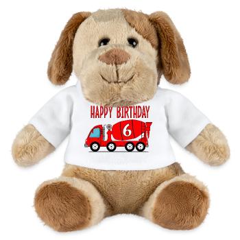 Bétonnière Joyeux anniversaire 6 - Chien en peluche Helge MiniFeet® - blanc - Devant