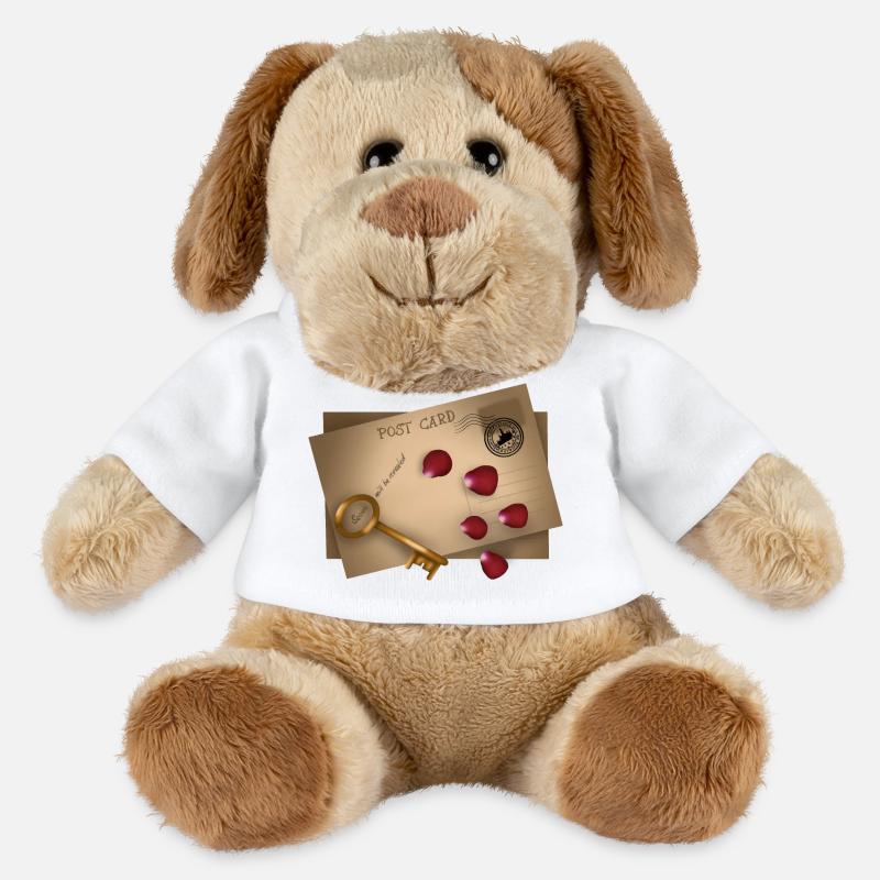 Carte postale : les secrets seront dévoilés - Chien en peluche Helge MiniFeet® - blanc