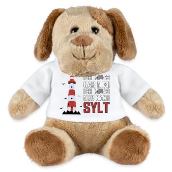 Je n’ai rien à faire, je dois juste aller au phare de Sylt - Chien en peluche Helge MiniFeet® - blanc - Devant