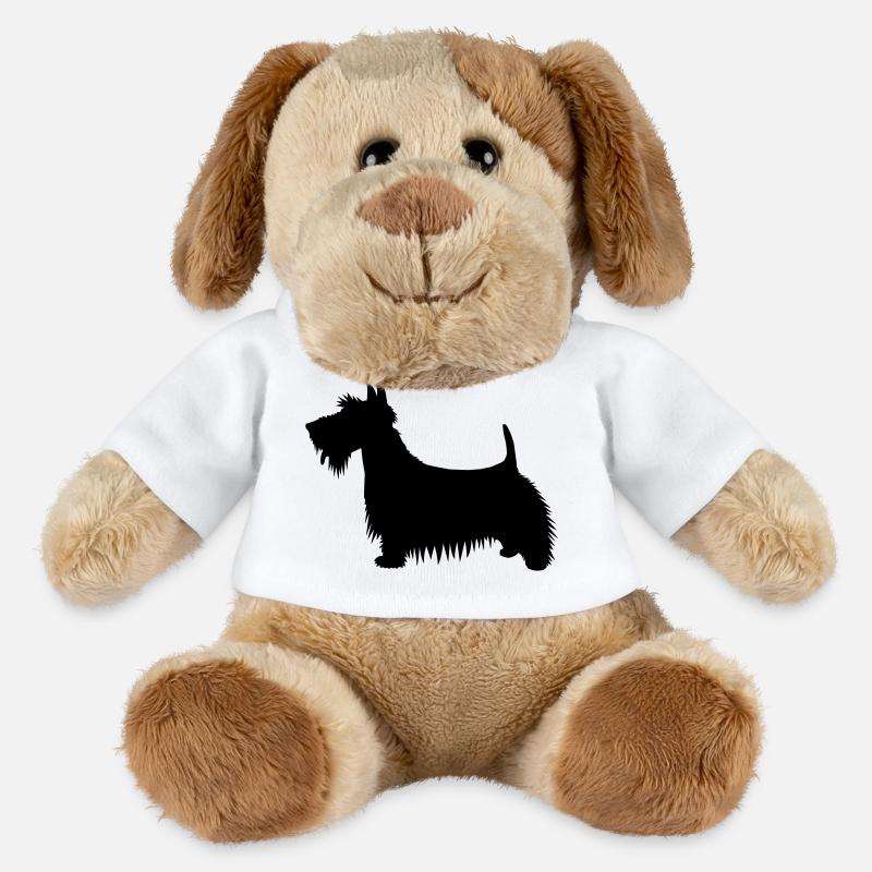 Une illustration de la silhouette d’un chien Scots Terrier - Chien en peluche Helge MiniFeet® - blanc