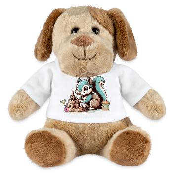 Écureuil de dessin animé mignon dans le bac à sable - Chien en peluche Helge MiniFeet® - blanc - Devant