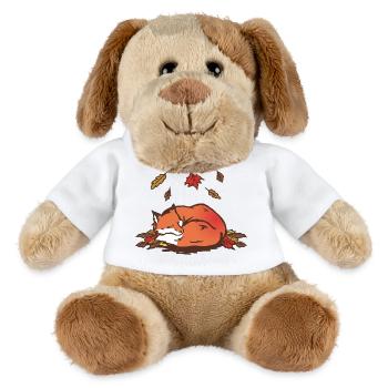 Illustration de renard d’automne tranquille - Chien en peluche Helge MiniFeet® - blanc - Devant