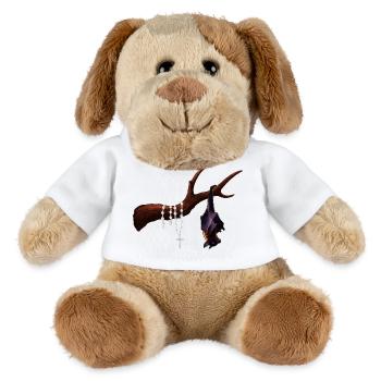 Flughund mit Ast, Rosenkränze, verschenken - MiniFeet® Hund Helge - Weiß - Vorne