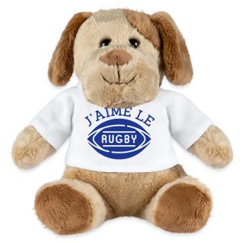tee shirt rugby, j'aime le rugby humour cadeau - Chien en peluche Helge MiniFeet® - blanc - Devant