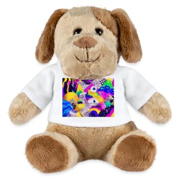 Bunte Psychedelic Geometry Illustration - MiniFeet® Hund Helge - Weiß - Vorne