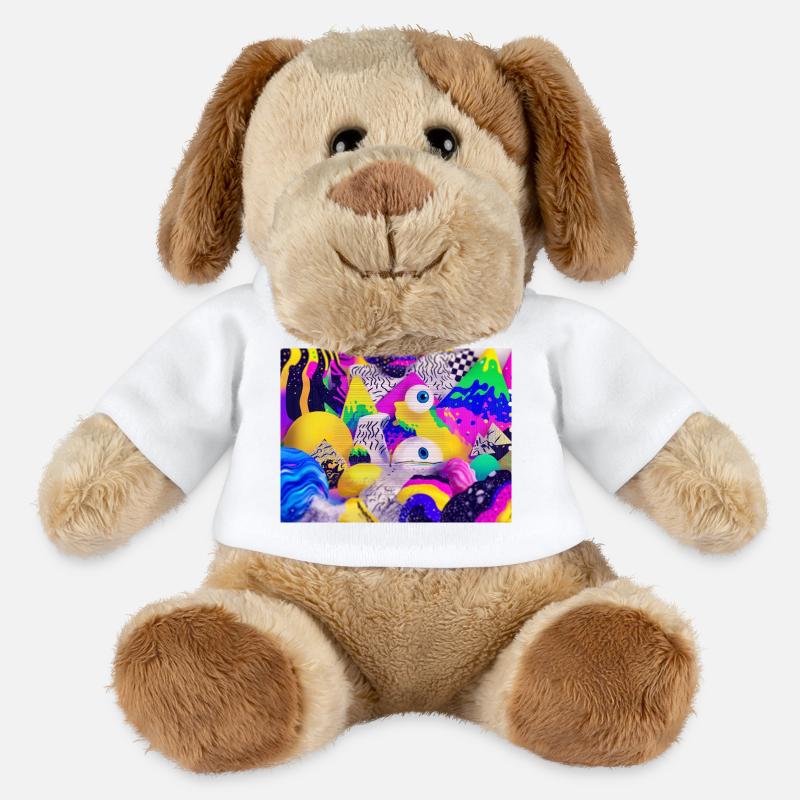 Colorful Psychedelic Geometry Illustration - MiniFeet® Dog Helge - white