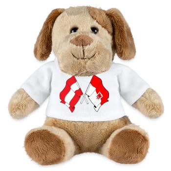 Drapeaux croisés de l’Autriche et du Vorarlberg - Chien en peluche Helge MiniFeet® - blanc - Devant