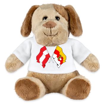 Drapeaux croisés de l’Autriche et de la Carinthie - Chien en peluche Helge MiniFeet® - blanc - Devant