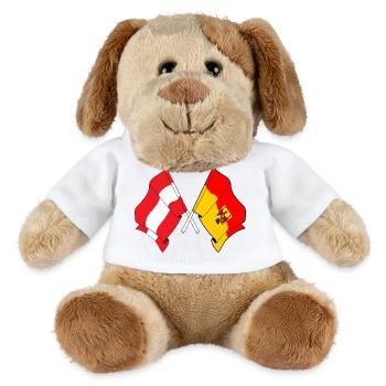 Drapeaux croisés de l’Autriche et du Burgenland - Chien en peluche Helge MiniFeet® - blanc - Devant