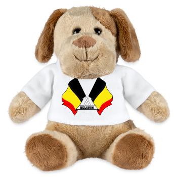 Drapeaux croisés de la Belgique - Chien en peluche Helge MiniFeet® - blanc - Devant